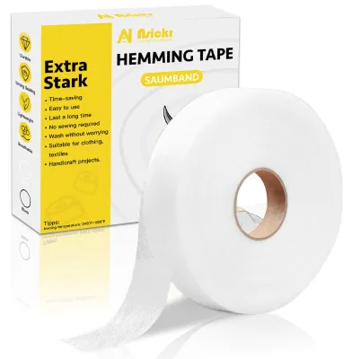 Saumband zum Aufbügeln, 2 cm x 50 m, extra stark, waschbeständig, weiß