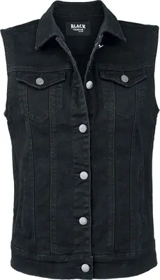 Produktbild von Black Premium by EMP Damen schwarze ärmellose Jeansweste mit Hemdkragen 4XL