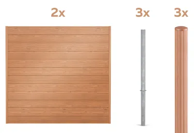 Produktbild von Alberts Sichtschutz Palitio als Set,Holzdekor hell, zum Einbetonieren, Länge 4,00m, Profilhöhe 150mm