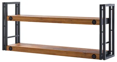 Produktbild von home24 Wandregal - Akazie Massiv / Metall - Akazie / Anthrazit - 110 cm