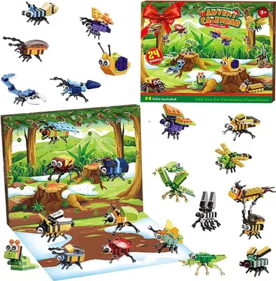 Produktbild von Weihnachtskalender, Insektenklemmen, DIY-Bausteine, Insekten-Adventskalender 2023, 24 kleine Insekten + 2 große Lord-Insekten-Set, Insekten-Modellbausatz