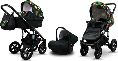 Produktbild von BabyLux® Sky Lark | 3in1 Kinderwagen Set | Paradise Flowers | Kombikinderwagen | Kinderwagenset