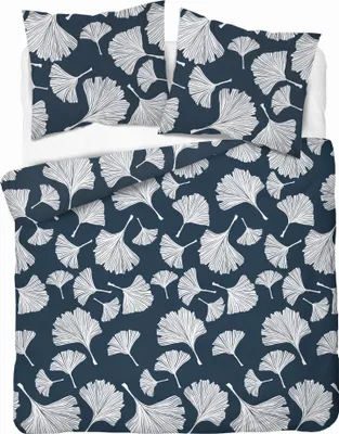 Produktbild von Baumwollbettwäsche 220x200 Blumen Blätter Blau