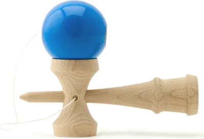 Produktbild von Kendama Geschicklichkeitsspiel mit blauer Kugel Holzspielzeug Holz-Kugelfangspiel japanisches Geschicklichkeitsspiel Spielzeug