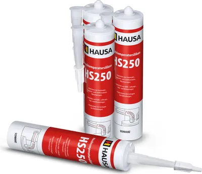 Produktbild von HAUSA Hochtemperatur Silikon HS250 dauerelastische Kleben bis 305°C 4 x 300ml