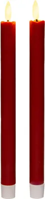 Produktbild von Anna Collection Led Tischkerzen - 2x - rot - 25 cm - 3D Flamme