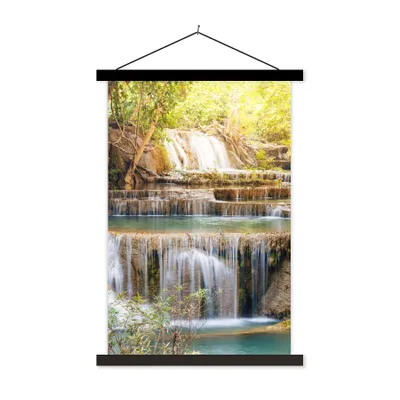 Produktbild von MuchoWow® Textilposter Sonne - Wasserfall - Landschaft 120x180 cm mit schwarzem Rahmen - Fotos