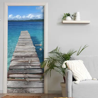 Produktbild von Türtapete selbstklebend | 200 x 90 cm Steg am Meer | Tür Aufkleber Poster Türfolie | Einteilig | Wasserfest 3D Türaufkleber Klebefolie Wandtattoo