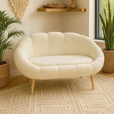 Produktbild von Hanah Home, 2-Sitzer Sofa, 100% Melaminbeschichtete Spanplatte, Weiß, 130 cm