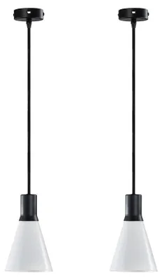 Produktbild von Pendelleuchte LED, Hängelampe, Deckenlampe Pendel, Pendellampe Esstisch, Pendelleuchte für Wohnzimmer, Skandinavische Design, Gent 2 Stücke Glas/schwarz