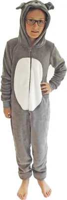Produktbild von Kinder Karnevalskostüm Uni Jumpsuit Overall Onesie Schlafanzug in tollen Tier Motiven ; Hund , 128
