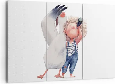 Produktbild von Bild auf Leinwand - Leinwandbild - 3 Teile - Albatros Kind Bild - 165x110cm - Wand Bild - Wanddeko - Wandbilder - Leinwanddruck - Bilder - Wanddekoration - Leinwand bilder - Wandbild - CE165x110-4798