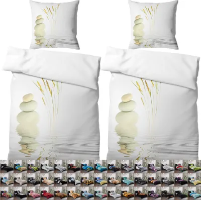 Produktbild von SANILO® Bettwäsche 135x200 cm, 100% feinste Baumwolle, 4-teilig, Bettbezug, Kissenbezug 80x80cm - Balance