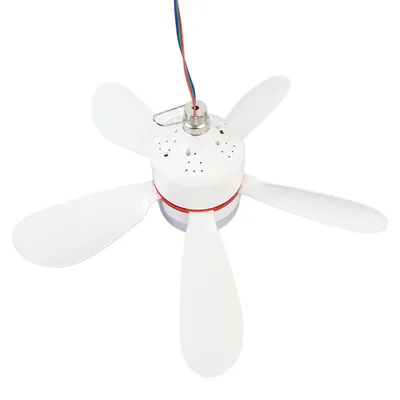 Zdjęcie produktu dla Przenośny wentylator sufitowy ze światłem LED DC 12V Zdejmowane łopatki Wentylator kempingowy do wędkowania na zewnątrz i wewnątrz 16,5 cala