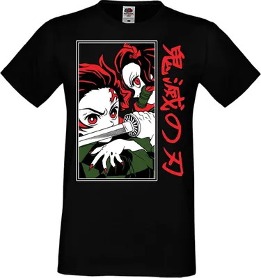 Zdjęcie produktu dla Męska Koszulka Manga Anime Demon Anime Slayer Tanjiro Nezuko Fighting Fighting, Man 3XL / Czarny