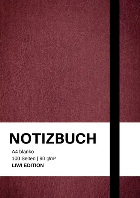 Produktbild von Notizbuch A4 blanko bordeaux - 100 Seiten Soft Cover -Papier