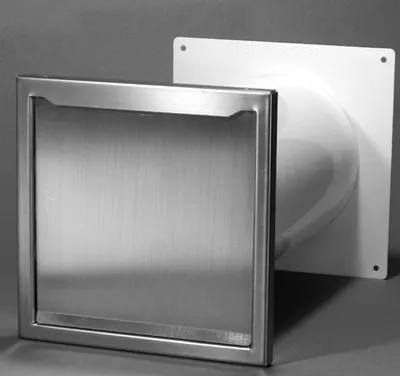Produktbild von Energiespar-Mauerkasten 125 mm  Pow Air box 50491 Edelstahl Front mit Rückstauklappe Thermo