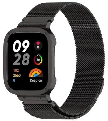 Produktbild von By Qubix Milanaise-Armband mit case - Schwarz - passend für Xiaomi Redmi Watch 3