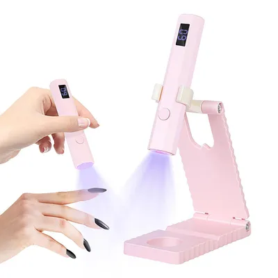 Produktbild von Wiederaufladbare Mini UV Lampe für Gelnägel, UV Nagellampe mit Ständer, Gel-Nagellack Trocknergerät, ideal für Zuhause, Farbe Rosa