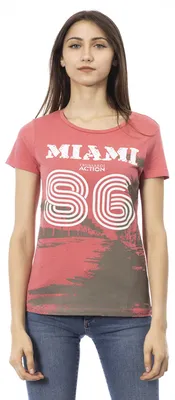 Immagine prodotto di T-shirt da donna, maniche corte, girocollo, stampa frontale, cotone e viscosa