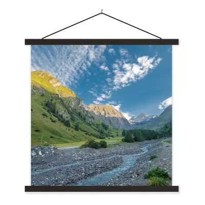 Produktbild von MuchoWow® Textilposter Fluss durch den Großglockner im europäischen Österreich 60x60 cm mit schwarzem Rahmen - Posteraufhänger