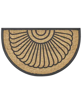 Obrázok produktu pre BELIANI Rohožka prírodná a čierna polyester guma 45 x 75 cm PVC povlak polkruhová protišmyková rohož so vzorom do interiéru moderná