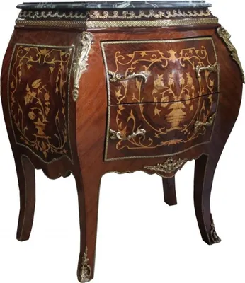 Produktbild von Casa Padrino Barock Kommode Mahagoni Braun Intarsien mit Marmorplatte B 73 cm, H 78 cm - Barock Kommode - Limited Edition