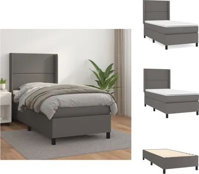 Produktbild von vidaXL Boxspringbett mit Matratze Grau 90x190 cm Kunstleder -  Betten & Bettgestelle