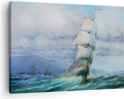 Produktbild von Bild auf Leinwand - Leinwandbild - Meer Segelschiff - 70x50cm - Wand Bild - Wanddeko - Wandbilder - Leinwanddruck - Bilder - Kunstdruck - Wanddekoration - Leinwand bilder - Wandkunst - AA70x50-3782