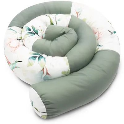 Produktbild von Amilian Bettschlange 210cm – Nestchenschlange für Babybett, Nestchen, Bettumrandung & Kantenschutz – Seitenschläferkissen – Bettrolle - Kopfschutz