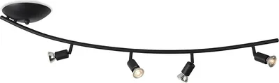 Produktbild von QAZQA - Modern Moderner Spot I Spotlight I Deckenspot I Deckenstrahler I Strahler I Lampe I Leuchte gebogen schwarz - Jeany 4-flammig Spotbalken I Wohnzimmer I Schlafzimmer - Aluminium Länglich - LED