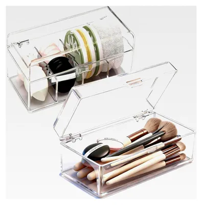 Produktbild von 2er-Set Kosmetik Organizer, Organizer mit Schubladen, Box für Haargummis, stapelbare Schubladenboxen transparent für Bad, Schlafzimmer und Schminktisch