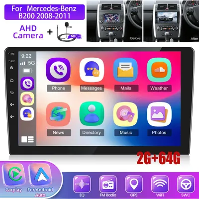Imagen del producto de Radio multimedia Mercedes-Benz - Radio para coche - Sistema de navegación - Radio con Bluetooth - Radio 2-DIN - Android 15.0
