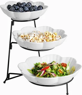 Produktbild von Keramik Fruchtschale 3 Etagen für Obst, Kuchen, Snacks