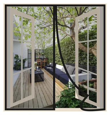 Obrázek produktu pro Magnetická síťka do oken, 90x130 cm, černá, prodyšná, bez nutnosti vrtání, automatické zavírání