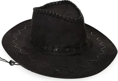 Produktbild von Deluxe Cowboy Hut Wildleder Optik Gr. 58 Schwarz Karneval Fasching Halloween Party Cosplay