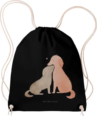 Produktbild von Mr. & Mrs. Panda Jutebeutel Hunde Liebe - Schwarz - Geschenk, Herz, Sportbeutel, Hund, wander rucksack, baumwolle beutel, Vertrauen, Gymbag, Sprüche, Kuscheln, Turnbeutel