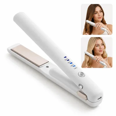 Produktbild von 2-in-1 Mini kabelloser Haarglätter Lockenstab, Glätteisen mit konstanter Temperatur, für langes und kurzes Haar, glätten, Wellen und Locken
