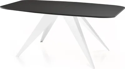 Obrázek produktu pro Rozkládací jídelní stůl v loftovém stylu - Industriální stůl s bílými kovovými nohami - Moderní design do obývacího pokoje - 160 cm Rozkládací až na 200 cm - Černá barva