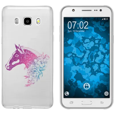 Produktbild von PhoneNatic Case kompatibel mit Samsung Galaxy J5 (2016) J510 Silikon-Hülle Floral Pferd M5-6