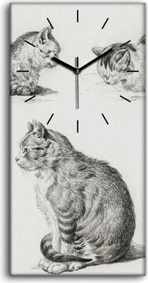 Produktbild von Dekor Leinwand Uhr Wandbilder Geräuschlos 30x60 Zeichnen von Tieren Katzen Kunst - schwarze Hände