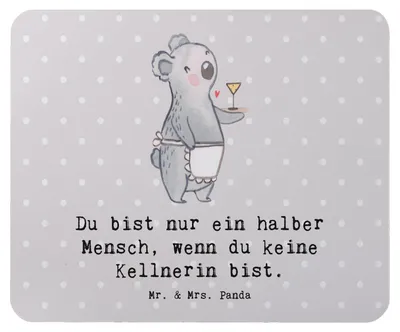 Produktbild von Mr. & Mrs. Panda Mousepad Kellnerin Herz - Grau Pastell - Geschenk, Ausbildung, Mouse Pad, pc, mousematte, Mauspad, laptop, Spruch, Lustig, Restaurant