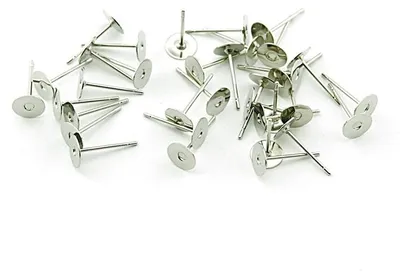 Produktbild von Vintageparts 40 Ohrstecker silberplatiniert, Klebepad 6 mm, Silikon-Stopper, Schmuckrohling