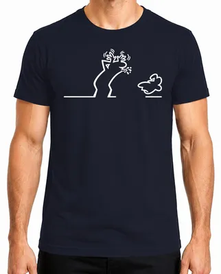 Imagen del producto de Camiseta para hombre, diseño "Linea Strichmännchen Balum Osvaldo Kult Cartoon", color azul marino, talla XL