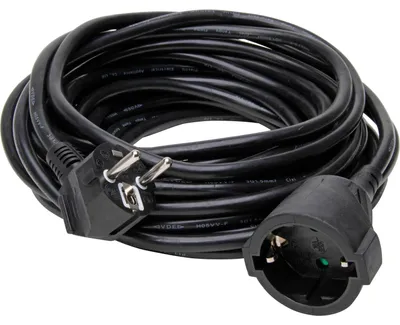 Produktbild von Netzanschlussleitung, 10m, 3x1,5qmm, 16A, schwarz, IP20, Schutzkontaktstecker CEE 7/4 (Typ F), Schutzkontaktkupplung (Typ F), Polyvinylchlorid (PVC), 143405049