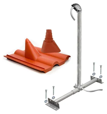 Produktbild von SkyRevolt Dachsparrenhalter Montageset | Frankfurter-Ziegel rot ALU-Mastkappe