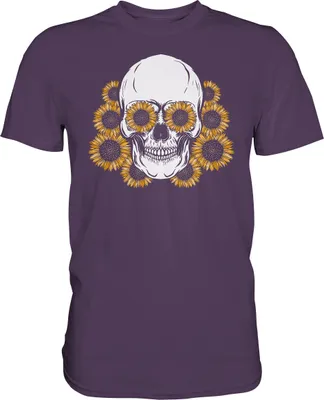 Produktbild von Totenkopf Sonnenblumen Shirt Gärtner Geschenk Garten – Urban Purple / XL