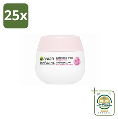 Produktbild von 25 x Garnier SkinActive Botanische Tagescreme mit Rosenwasser für trockene und empfindliche Haut 50 ml - Vorratspackung - 25 Stücke