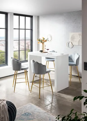 Produktbild von SalesFever Bartisch mit Querstrebe | 130 x 60 cm | MDF | B 130 x T 60 x H 105 cm | Weiß Hochglanz