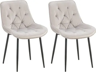 Immagine prodotto di set di 2 sedie da pranzo Velvet - Sedie da cucina - Elevato comfort di seduta | Colore: Grigio
